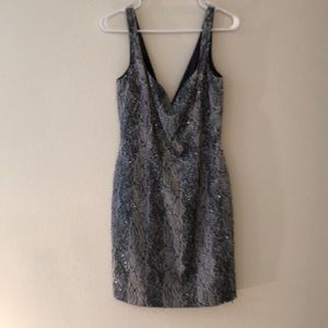 Gilar Evening beaded animal print dress.